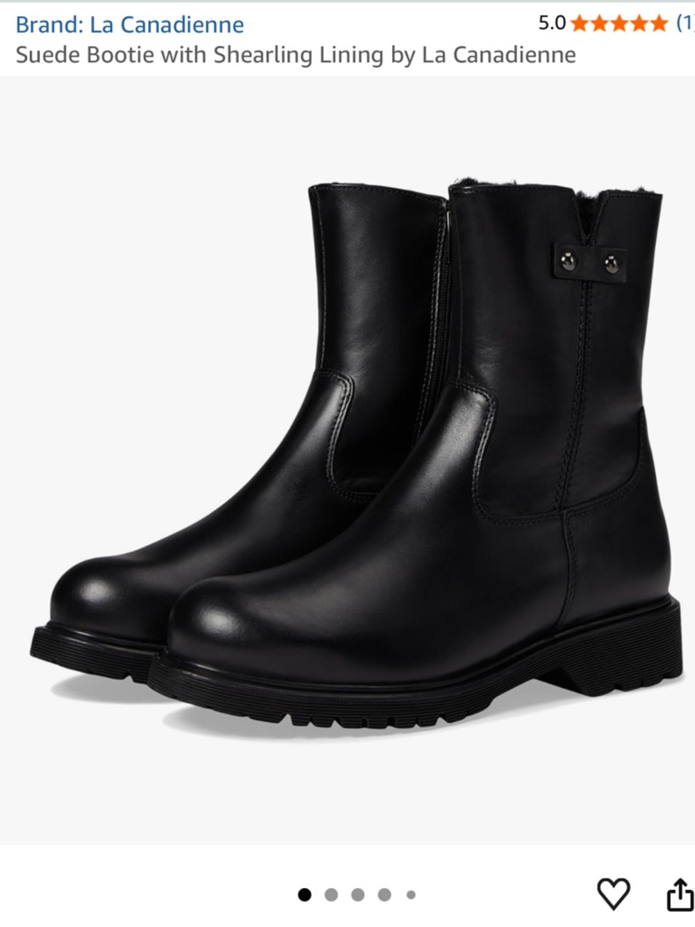 La CANADIENNE Black leather boots with black shearling lining